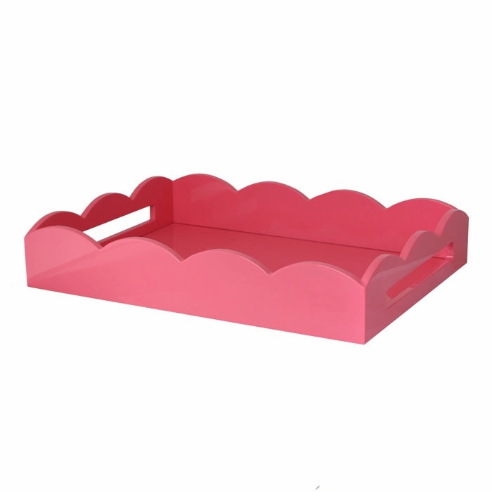 Addison Ross Lacquer Scalloped Tray 17x13 (Pink) Decorative Trays cheap sale