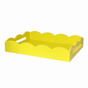 Addison Ross Lacquer Scalloped Tray 17x13 (Yellow) Decorative Trays cheap sale