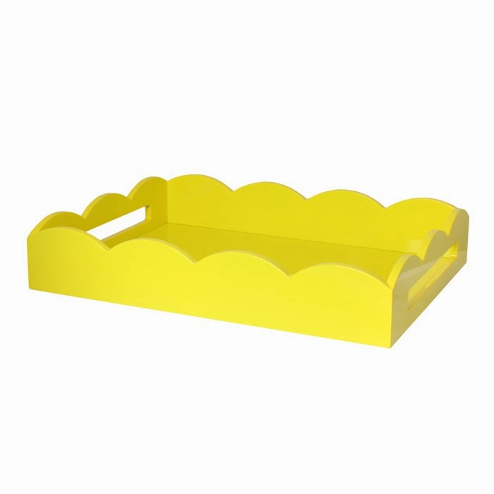 Addison Ross Lacquer Scalloped Tray 17x13 (Yellow) Decorative Trays cheap sale