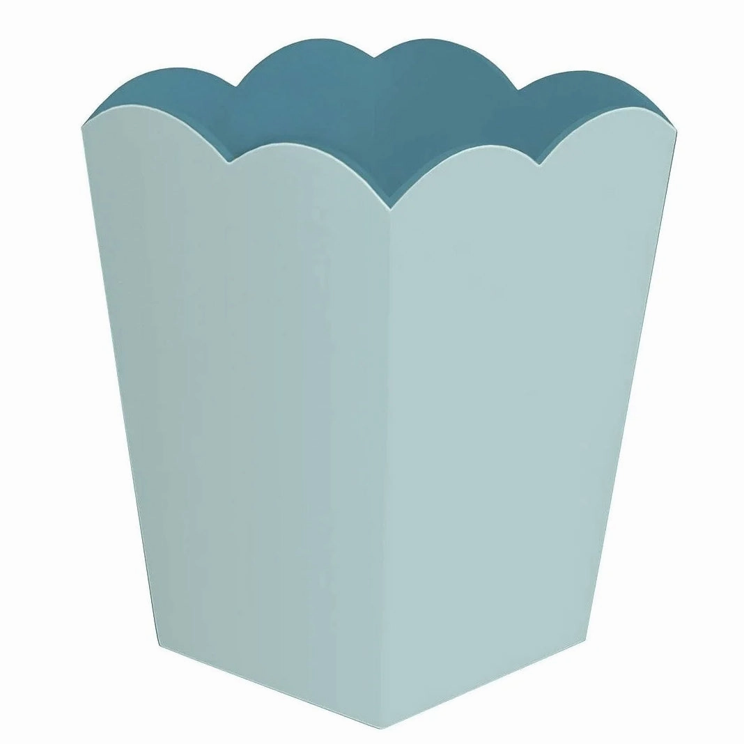 Addison Ross Lacquer Scalloped Waste Bin (Eau De Nil & Turquoise) Home Decor Office Organization Convenient shopping