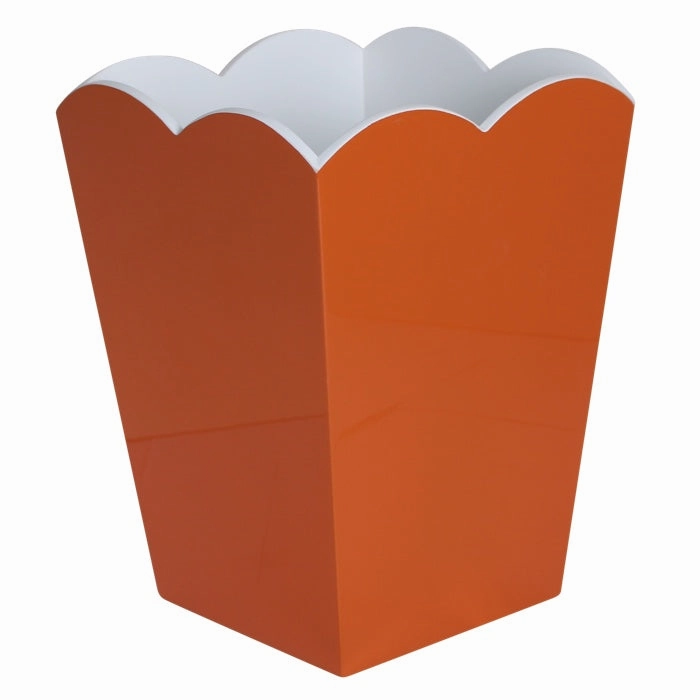 Addison Ross Lacquer Scalloped Waste Bin (Orange & White) Home Decor Office Organization Convenient shopping