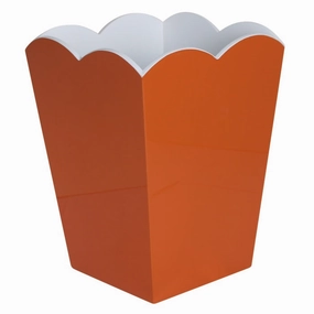 Addison Ross Lacquer Scalloped Waste Bin (Orange & White) Home Decor Office Organization Convenient shopping
