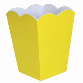 Addison Ross Lacquer Scalloped Waste Bin (Yellow & White) Home Decor Office Organization Convenient shopping
