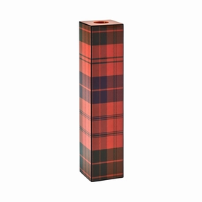 Addison Ross Lacquer Tall Tartan Candlestick 9.5" (Red) Candle Holders discount collection