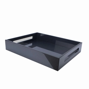 Addison Ross Lacquered Carbon Fibre Tray 16x14 Decorative Trays cheap sale