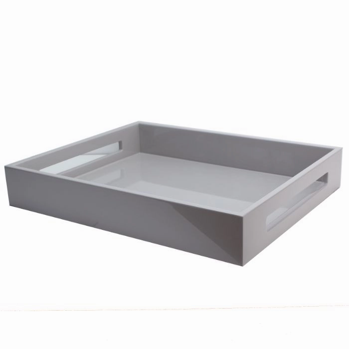 Addison Ross Lacquered Chiffon Gray Tray 16x14 Decorative Trays cheap sale