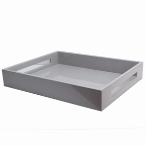 Addison Ross Lacquered Chiffon Gray Tray 16x14 Decorative Trays cheap sale