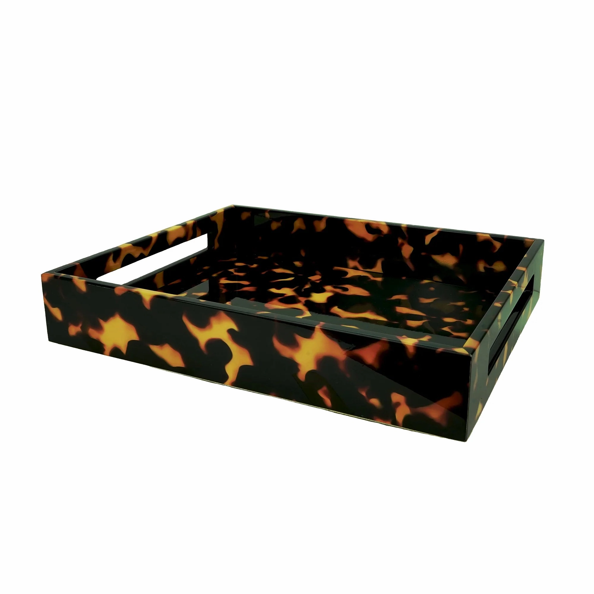 Addison Ross Lacquered Faux Tortoise Tray 16" Decorative Trays cheap sale