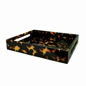 Addison Ross Lacquered Faux Tortoise Tray 16" Decorative Trays cheap sale