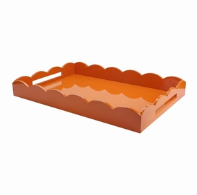 Addison Ross Lacquered Scalloped Ottoman Tray (Orange) 26x17 Decorative Trays cheap sale