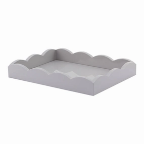 Addison Ross Lacquered Scalloped Small Tray (Chiffon Grey) 11x8 Decorative Trays cheap sale