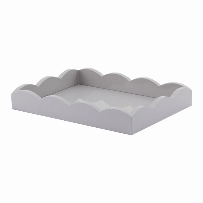 Addison Ross Lacquered Scalloped Small Tray (Chiffon Grey) 11x8 Decorative Trays cheap sale