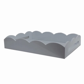 Addison Ross Lacquered Scalloped Tray (Chiffon Gray) 17x13 Decorative Trays cheap sale