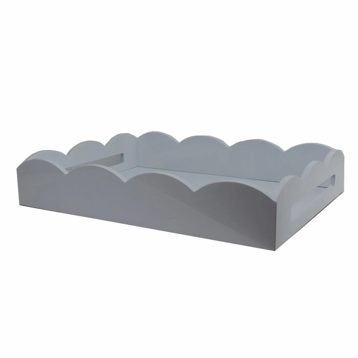 Addison Ross Lacquered Scalloped Tray (Chiffon Gray) 17x13 Decorative Trays cheap sale