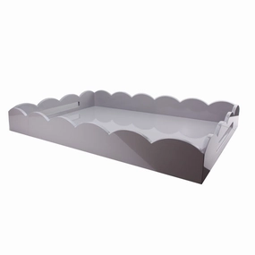 Addison Ross Lacquered Scalloped Tray (Chiffon Gray) 26x17 Decorative Trays cheap sale
