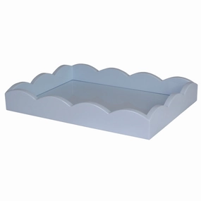 Addison Ross Lacquered Small Scalloped Ottoman Tray (Denim) 11x8 Decorative Trays cheap sale