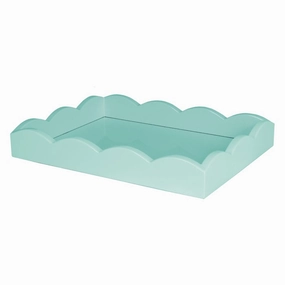 Addison Ross Lacquered Small Scalloped Ottoman Tray (Eau De Nil) 11x8 Decorative Trays cheap sale