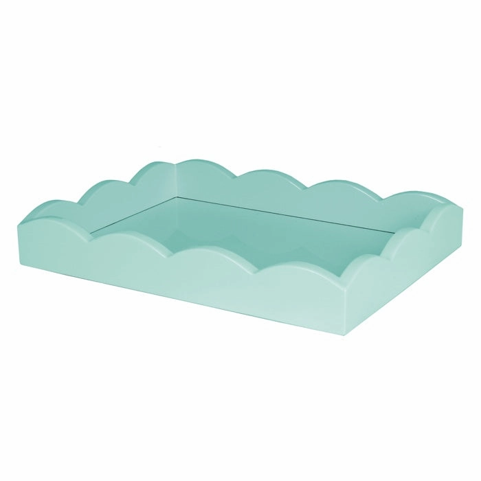 Addison Ross Lacquered Small Scalloped Ottoman Tray (Eau De Nil) 11x8 Decorative Trays cheap sale