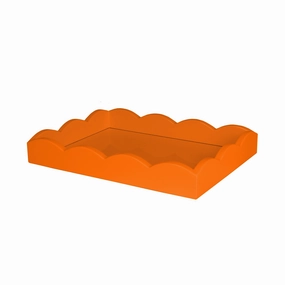 Addison Ross Lacquered Small Scalloped Ottoman Tray (Orange) 11x8 Decorative Trays cheap sale