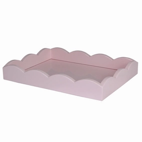 Addison Ross Lacquered Small Scalloped Ottoman Tray (Pale Pink) 11x8 Decorative Trays cheap sale