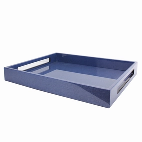 Addison Ross Lacquered Tray (Blue Shagreen) 16x14 Decorative Trays cheap sale