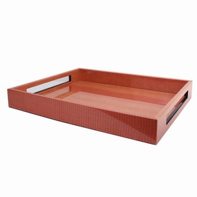 Addison Ross Lacquered Tray (Orange Croc) 16x14 Decorative Trays cheap sale
