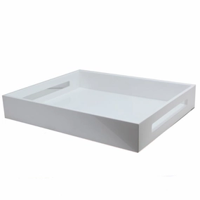 Addison Ross Lacquered White Tray 16x14 Decorative Trays cheap sale