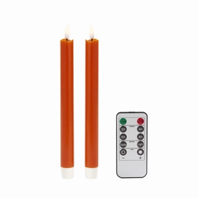 Addison Ross Orange LED Candles - Set of 2 Candle Holders discount collection