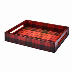 Addison Ross Red Tartan Medium Tray 16" Decorative Trays cheap sale