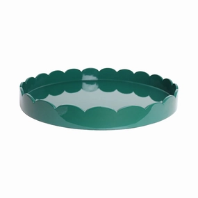 Addison Ross Round Large Lacquered Scallop Tray (British Racing Green) 20" Decorative Trays cheap sale