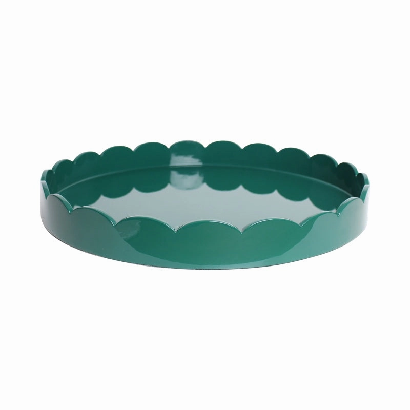 Addison Ross Round Large Lacquered Scallop Tray (British Racing Green) 20" Decorative Trays cheap sale