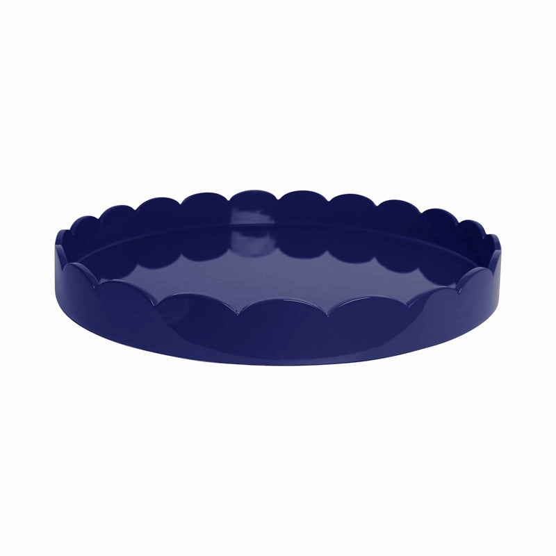 Addison Ross Round Large Lacquered Scallop Tray (Navy Blue) 20" Decorative Trays cheap sale