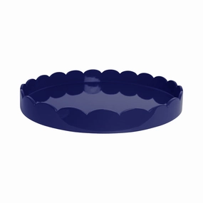 Addison Ross Round Large Lacquered Scallop Tray (Navy Blue) 20" Decorative Trays cheap sale