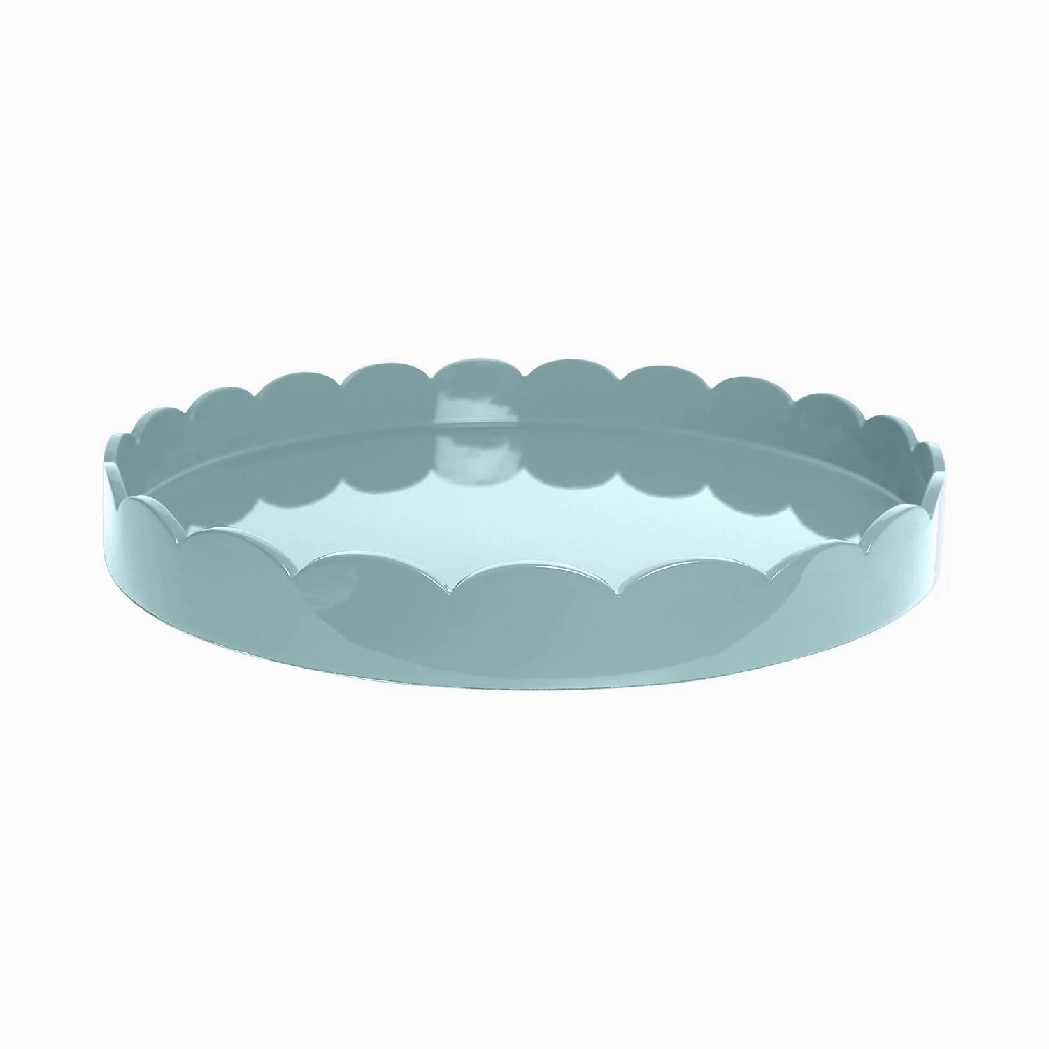 Addison Ross Round Medium Lacquered Scallop Tray (Eau De Nil Blue) 16" Decorative Trays cheap sale