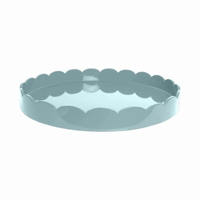 Addison Ross Round Medium Lacquered Scallop Tray (Eau De Nil Blue) 16" Decorative Trays cheap sale