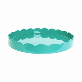 Addison Ross Round Medium Lacquered Scallop Tray (Turquoise) 16" Decorative Trays cheap sale