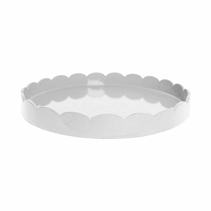Addison Ross Round Medium Lacquered Scallop Tray (White) 16" Decorative Trays cheap sale