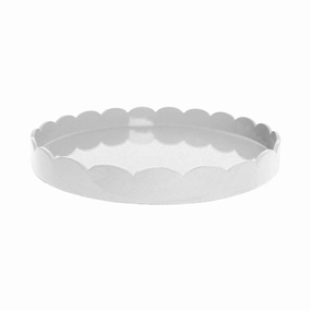 Addison Ross Round Medium Lacquered Scallop Tray (White) 16" Decorative Trays cheap sale