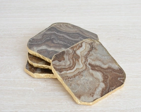 agate glass coaster brown Entertaining Servingware discount