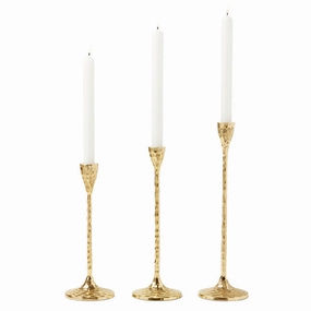Alina Hammered Brass Candle Holders Set/3 (Gold) Candle Holders discount collection