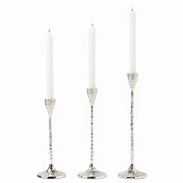 Alina Hammered Brass Candle Holders Set/3 (Silver) Candle Holders discount collection