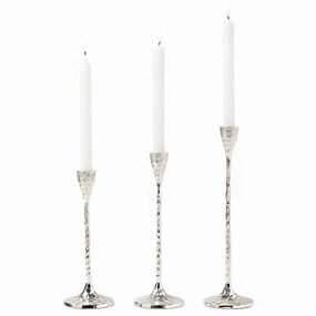 Alina Hammered Brass Candle Holders Set/3 (Silver) Candle Holders discount collection