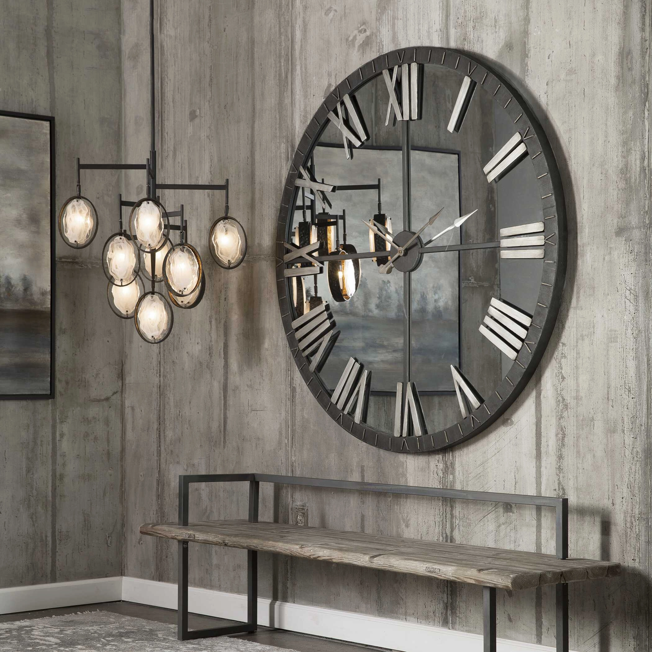 Amelie Wall Clock Rustic Bronze w/Silver Highlights Clocks decor discount