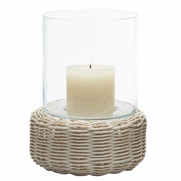 Amity Faux Rattan Hurricane (White)