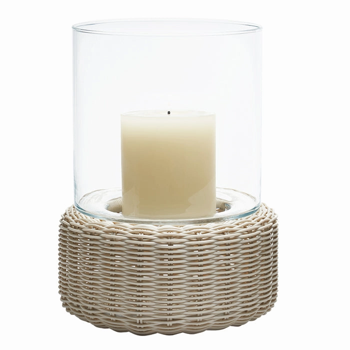 Amity Faux Rattan Hurricane (White)