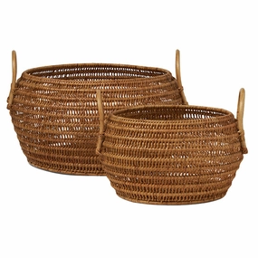 Aneta Natural Rattan Baskets Set/2 Decorative Baskets clearance deals