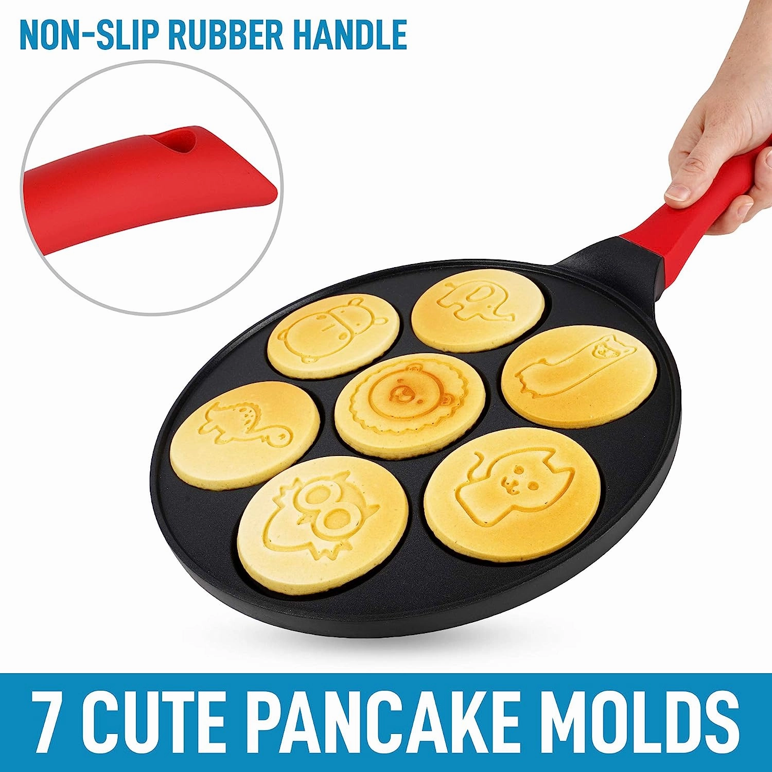 Animal Face Designs Pancake Pan Nonstick Surface & Comfortable Handle