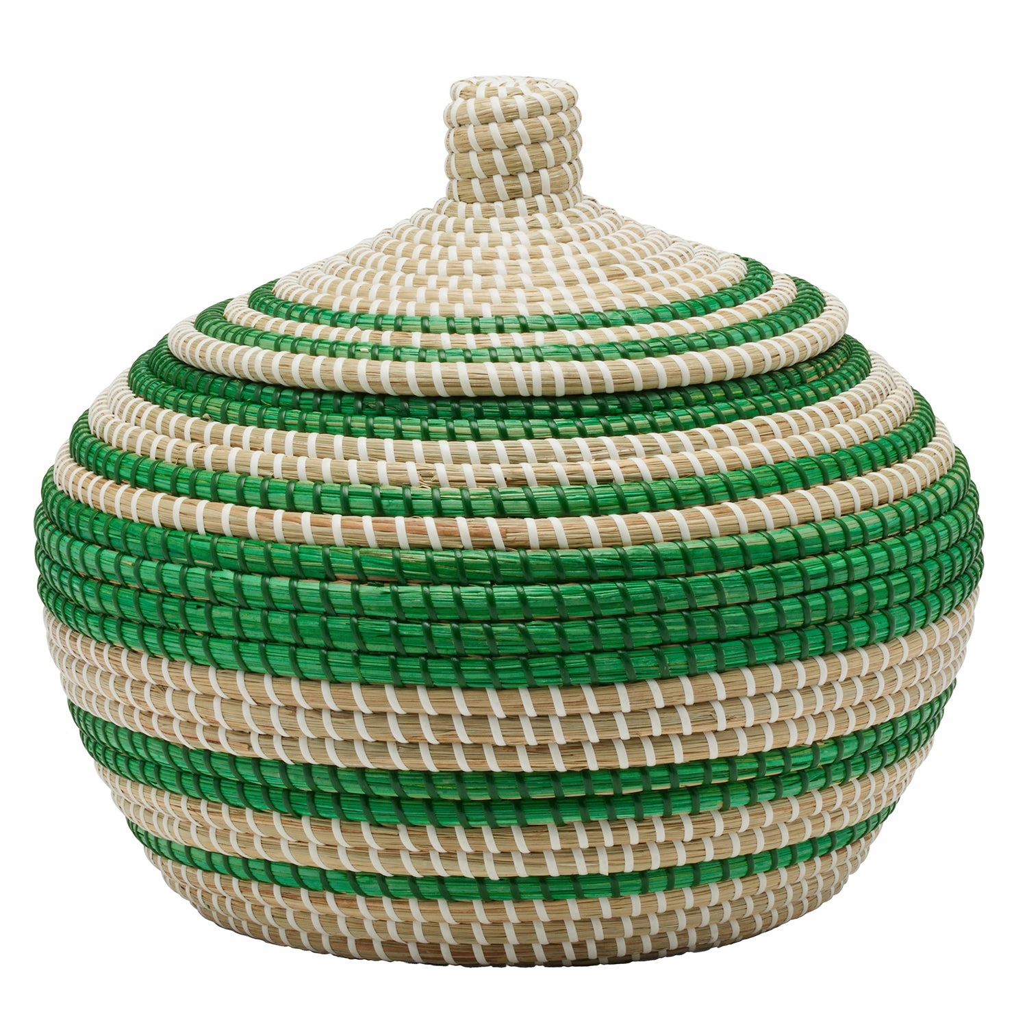 Arley Seagrass Baskets With Lid (Green/Natural) Set/2