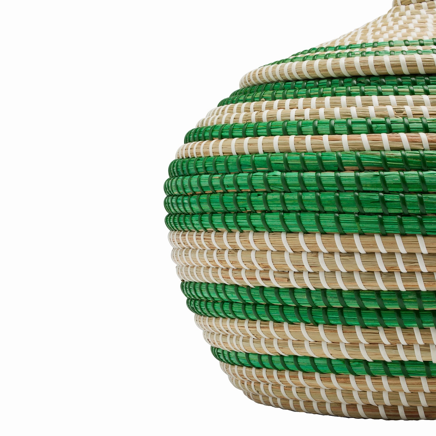 Arley Seagrass Baskets With Lid (Green/Natural) Set/2