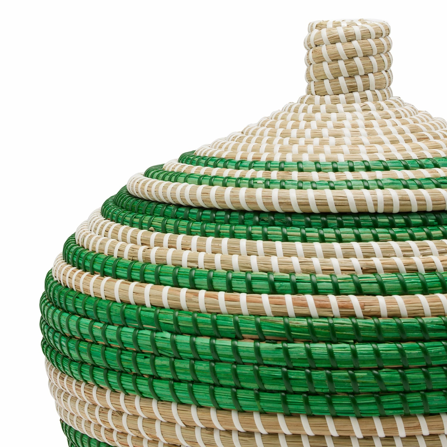 Arley Seagrass Baskets With Lid (Green/Natural) Set/2